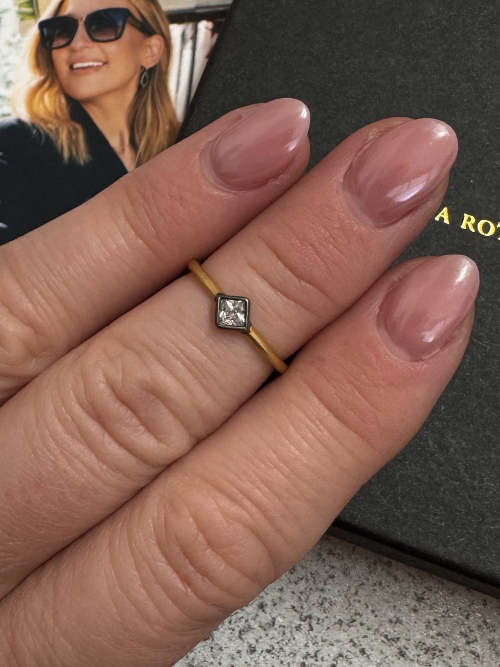 Freida Rothman Matte Gold and Rhodium Stacking Ring - Picture 7 of 7